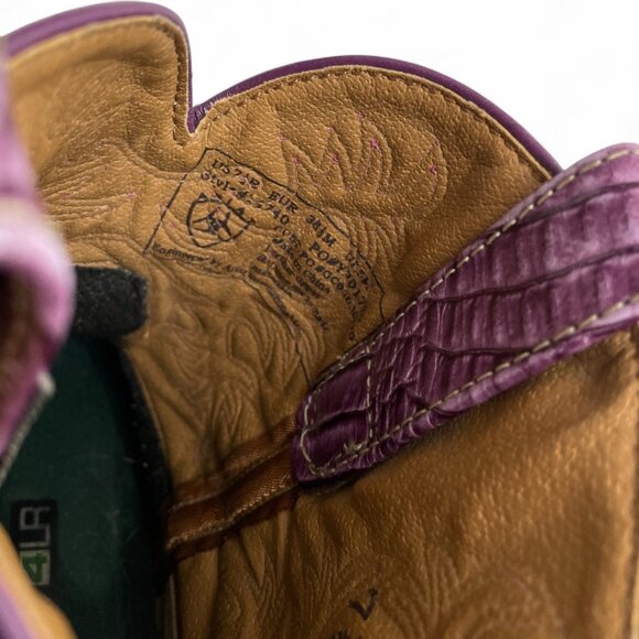 Ariat Leather Purple Ivory Fatbaby Western Cowgirl Cowboy Boots Women's 7.5 B - Picture 10 of 12
